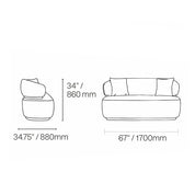 Emma Titanium Gold Polished Stainless Steel Base Champagne Loveseat Dims