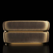 Emma Titanium Gold Polished Stainless Steel Base Champagne Loveseat Roberto Grassie Modern