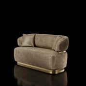 Emma Titanium Gold Polished Stainless Steel Base Champagne Loveseat