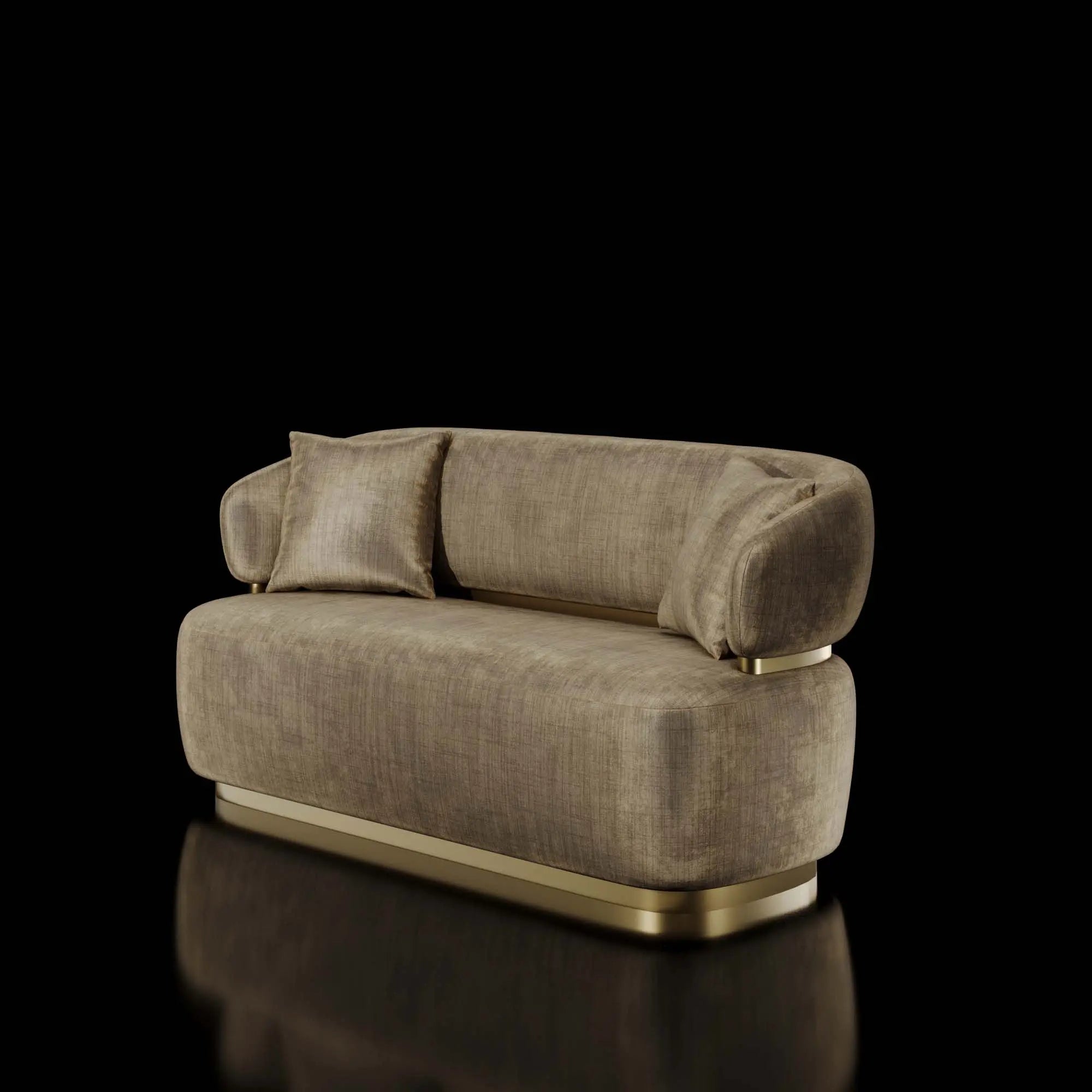 Emma Titanium Gold Polished Stainless Steel Base Champagne Loveseat