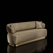 Emma Titanium Gold Polished Stainless Steel Base Champagne Sofa Roberto Grassie