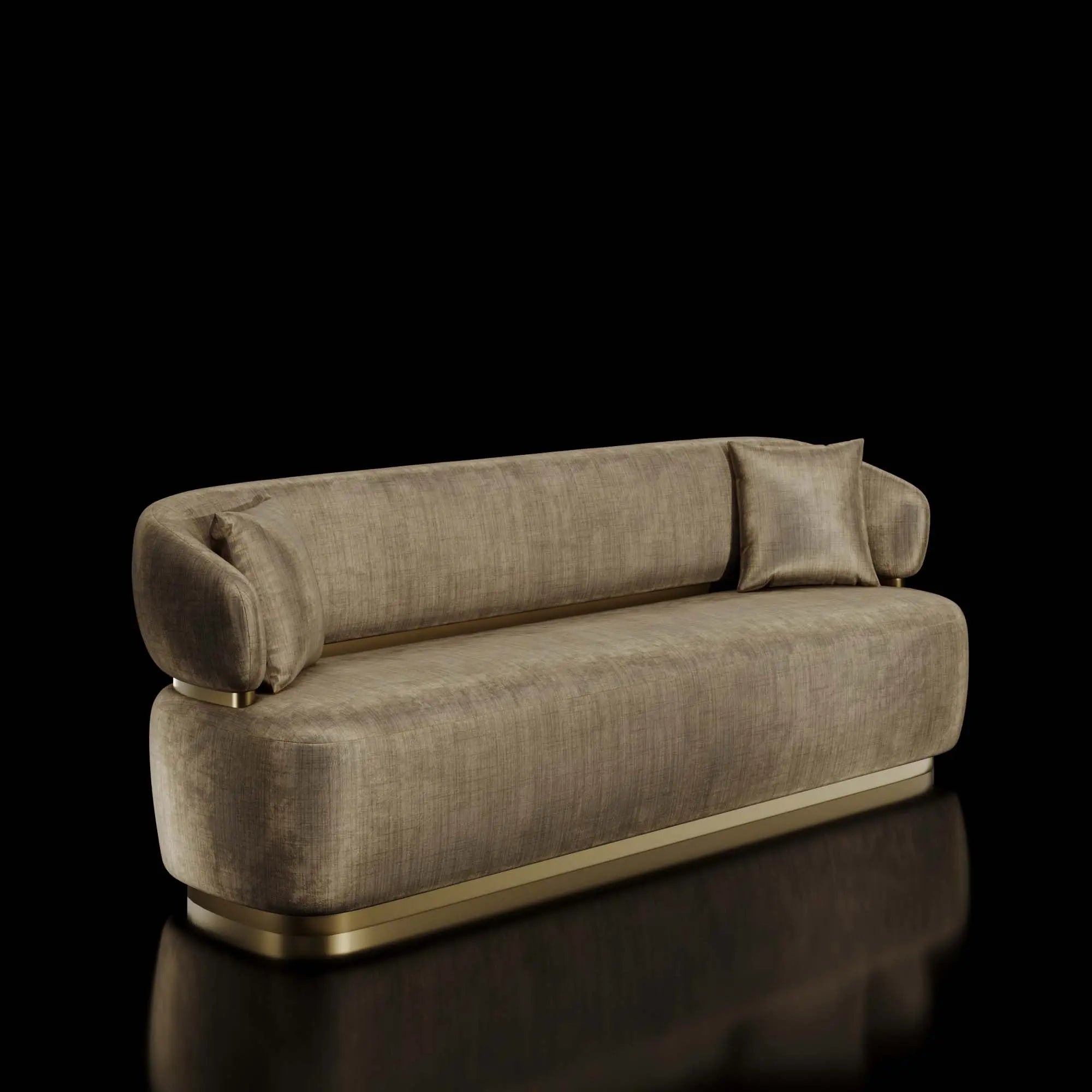 Emma Titanium Gold Polished Stainless Steel Base Champagne Sofa Roberto Grassie