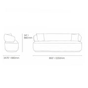 Emma Titanium Gold Polished Stainless Steel Base Champagne Sofa Dims