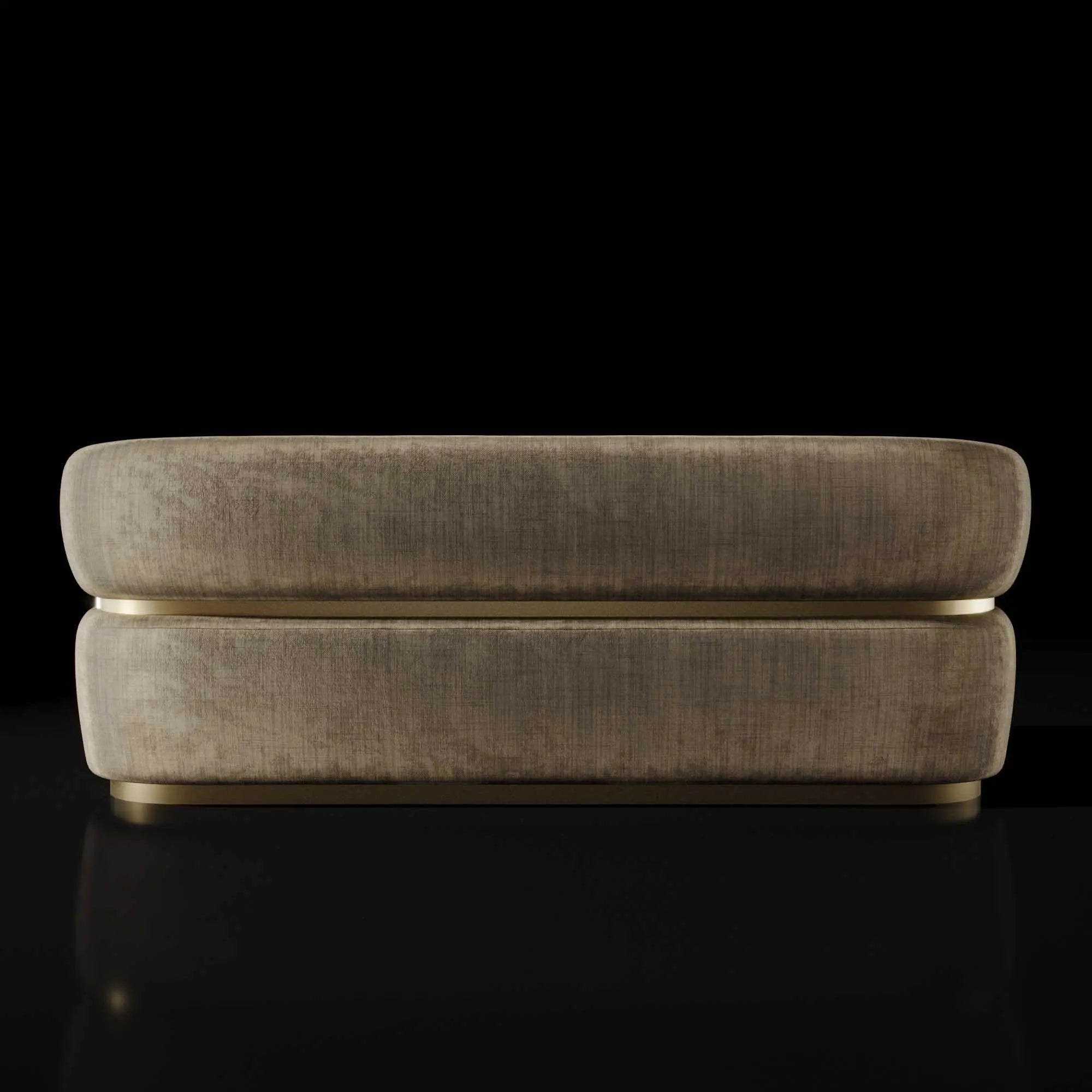 Emma Titanium Gold Polished Stainless Steel Base Champagne Sofa Roberto Grassie Furniture