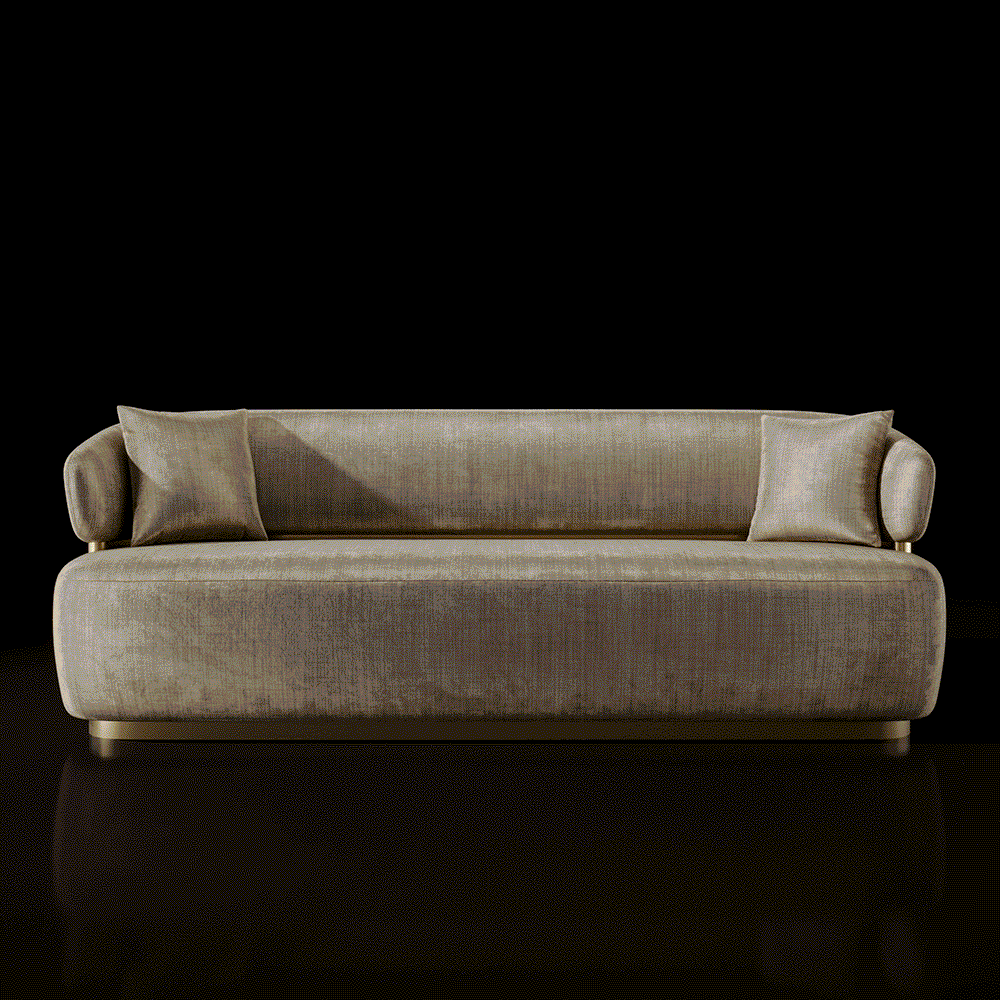 Emma Titanium Gold Polished Stainless Steel Base Champagne Sofa Roberto Grassie Modern Min