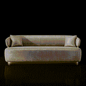 Emma Titanium Gold Polished Stainless Steel Base Champagne Sofa Roberto Grassie Modern Min