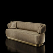 Emma Titanium Gold Polished Stainless Steel Base Champagne Sofa