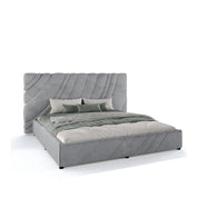 Etienne Gray Polished Stainless Steel Base Queen Bed