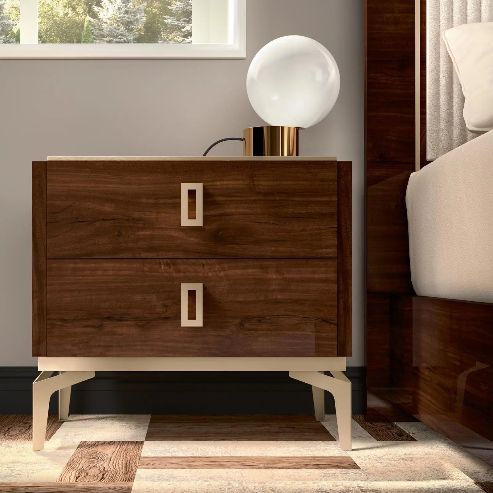 Eva Walnut Oak Roberto Grassie Night Stand