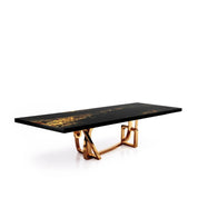 Flow Rose Gold Polished Stainless Steel Base Black Art Small Dining Table