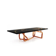Flow Rose Gold Polished Stainless Steel Base Black Fiore Small Coffee Table