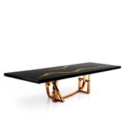 Flow Rose Gold Polished Stainless Steel Base Black Mountain Large Dining Table RG