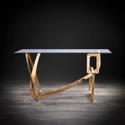 Flow Rose Gold Polished Stainless Steel Base Modern Console Table RG