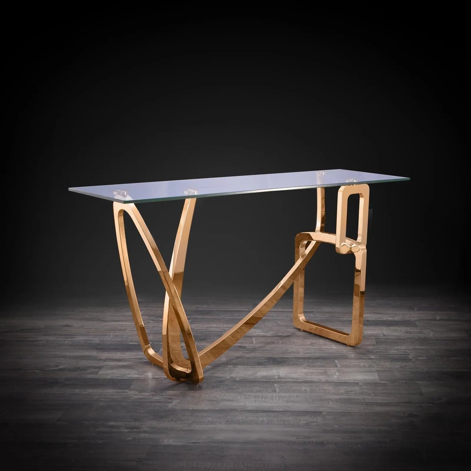 Flow Rose Gold Polished Stainless Steel Base Stylish Console Table RG