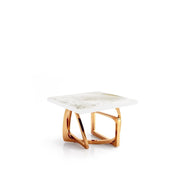 Flow Rose Gold Polished Stainless Steel Base White Art Large End Table