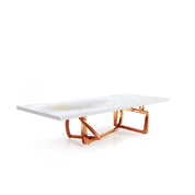 Flow Rose Gold Polished Stainless Steel Base White Art Small Coffee Table