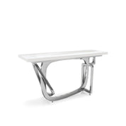 Flow Silver White Art Large Console Table