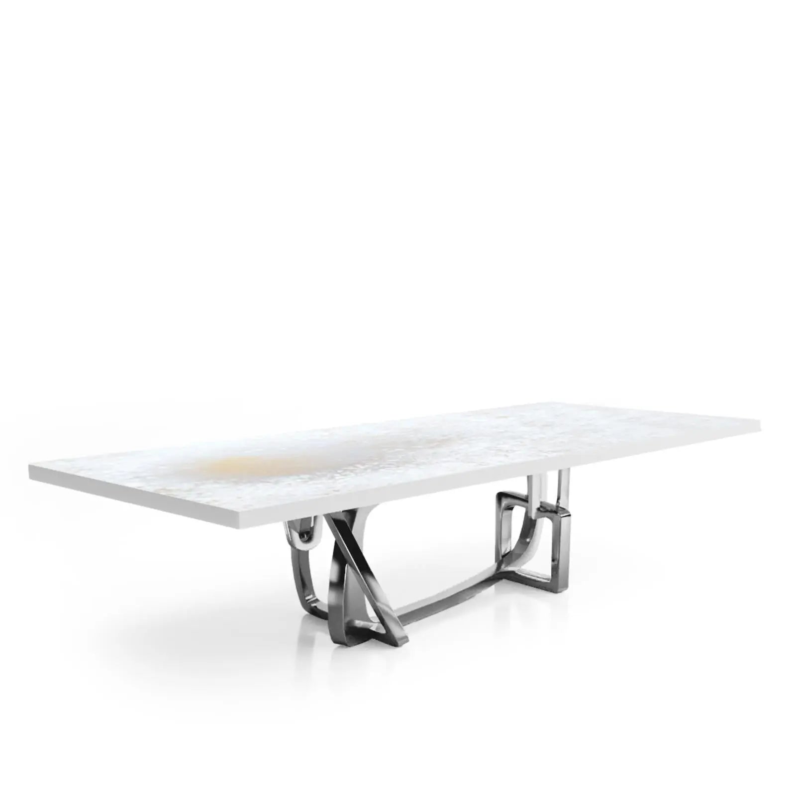 Flow Silver White Art Large Dining Table RG