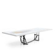 Flow Silver White Art Large Dining Table