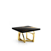 Flow Titanium Gold Polished Stainless Steel Base Black Art Large End Table