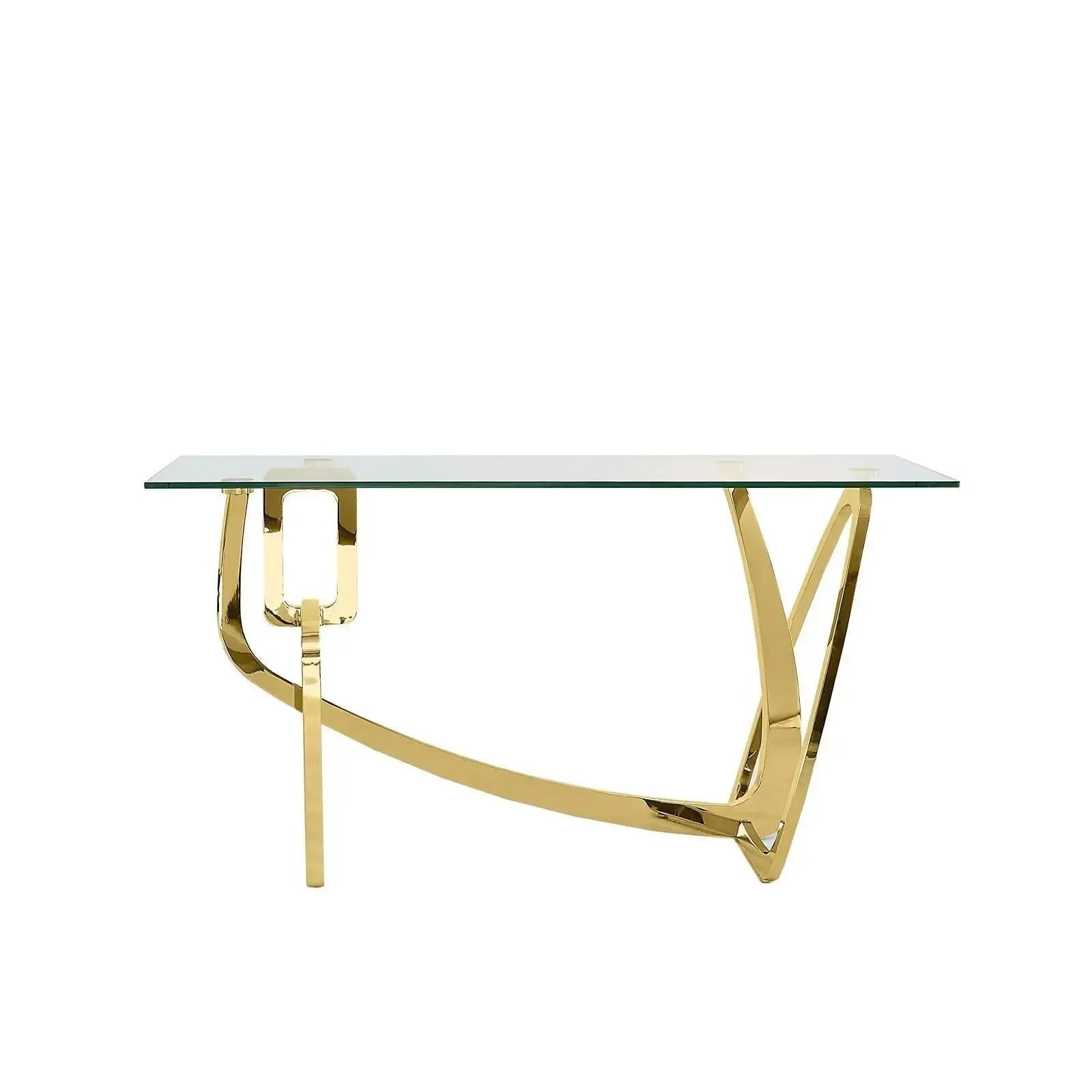 Flow Titanium Gold Polished Stainless Steel Base Console Table