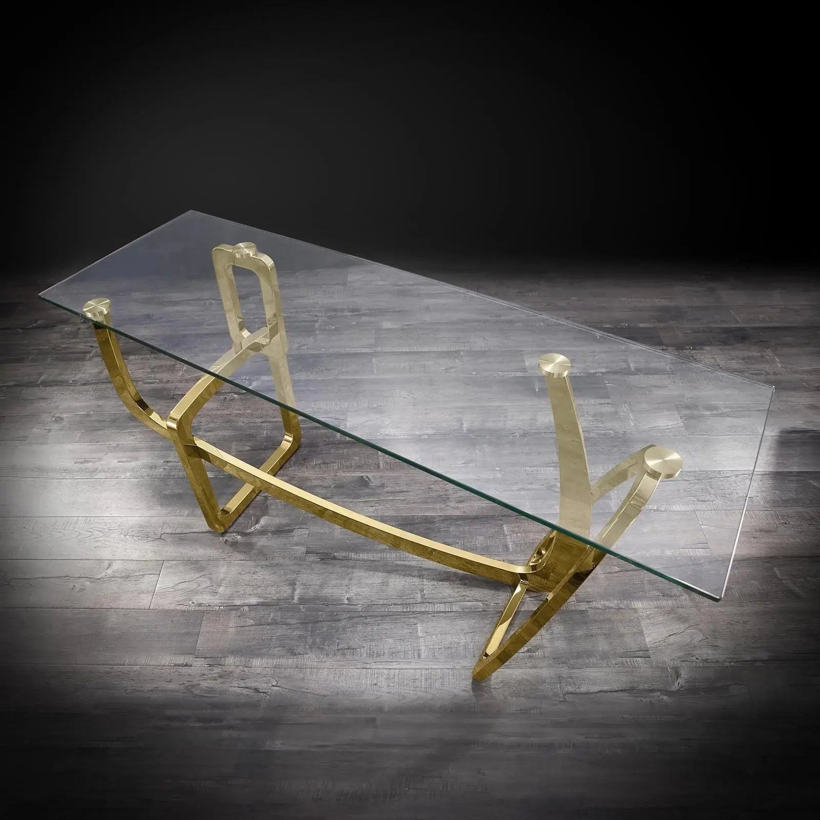 Flow Titanium Gold Polished Stainless Steel Base Luxury Console Table