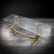 Flow Titanium Gold Polished Stainless Steel Base Luxury Console Table