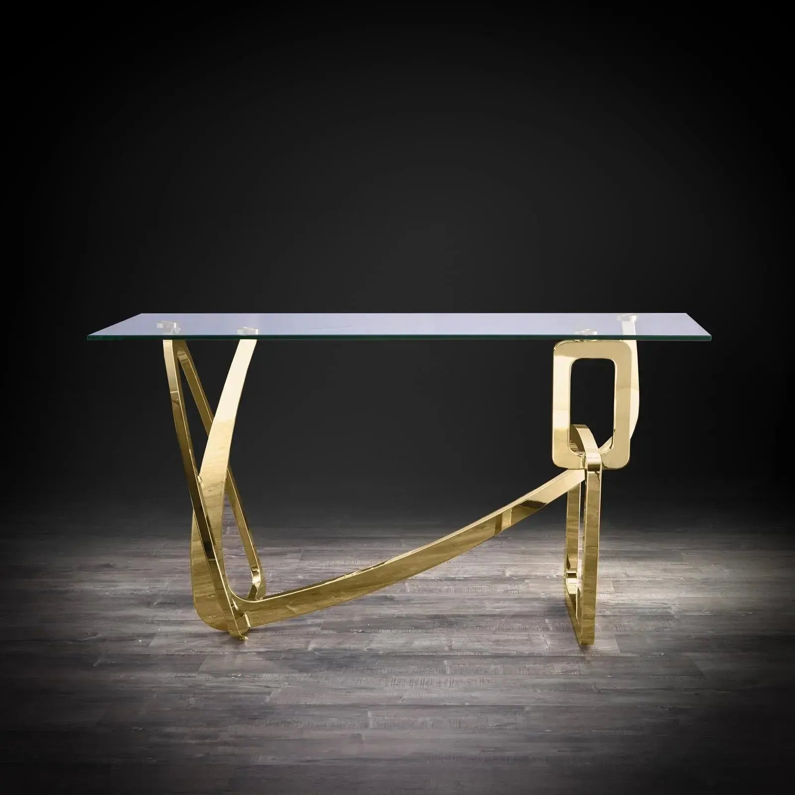 Flow Titanium Gold Polished Stainless Steel Base Modern Console Table