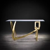 Flow Titanium Gold Polished Stainless Steel Base Modern Console Table