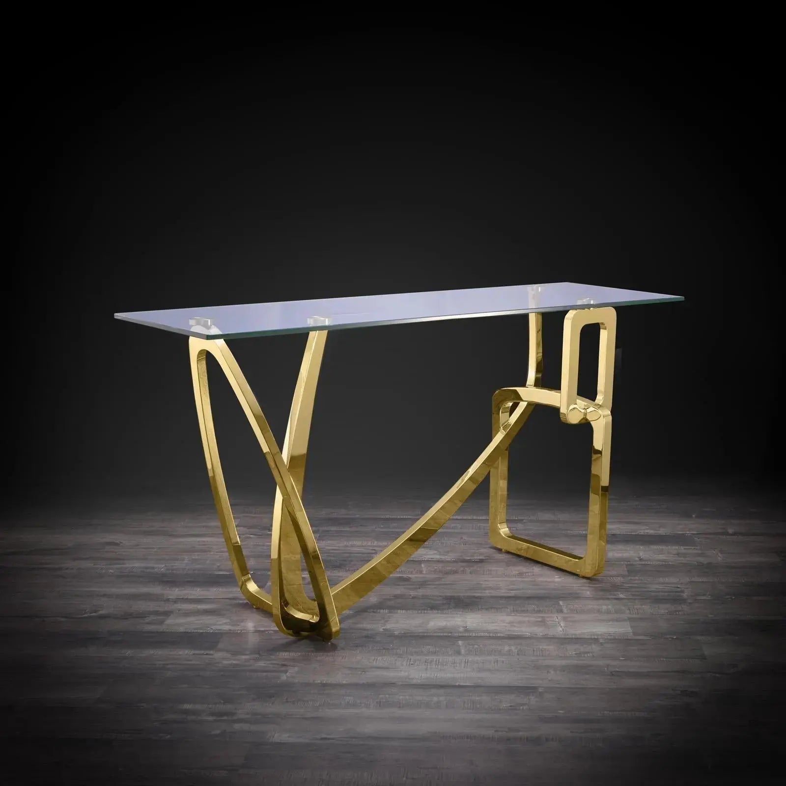 Flow Titanium Gold Polished Stainless Steel Base Stylish Console Table