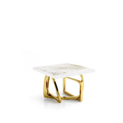 Flow Titanium Gold Polished Stainless Steel Base White Art Large End Table