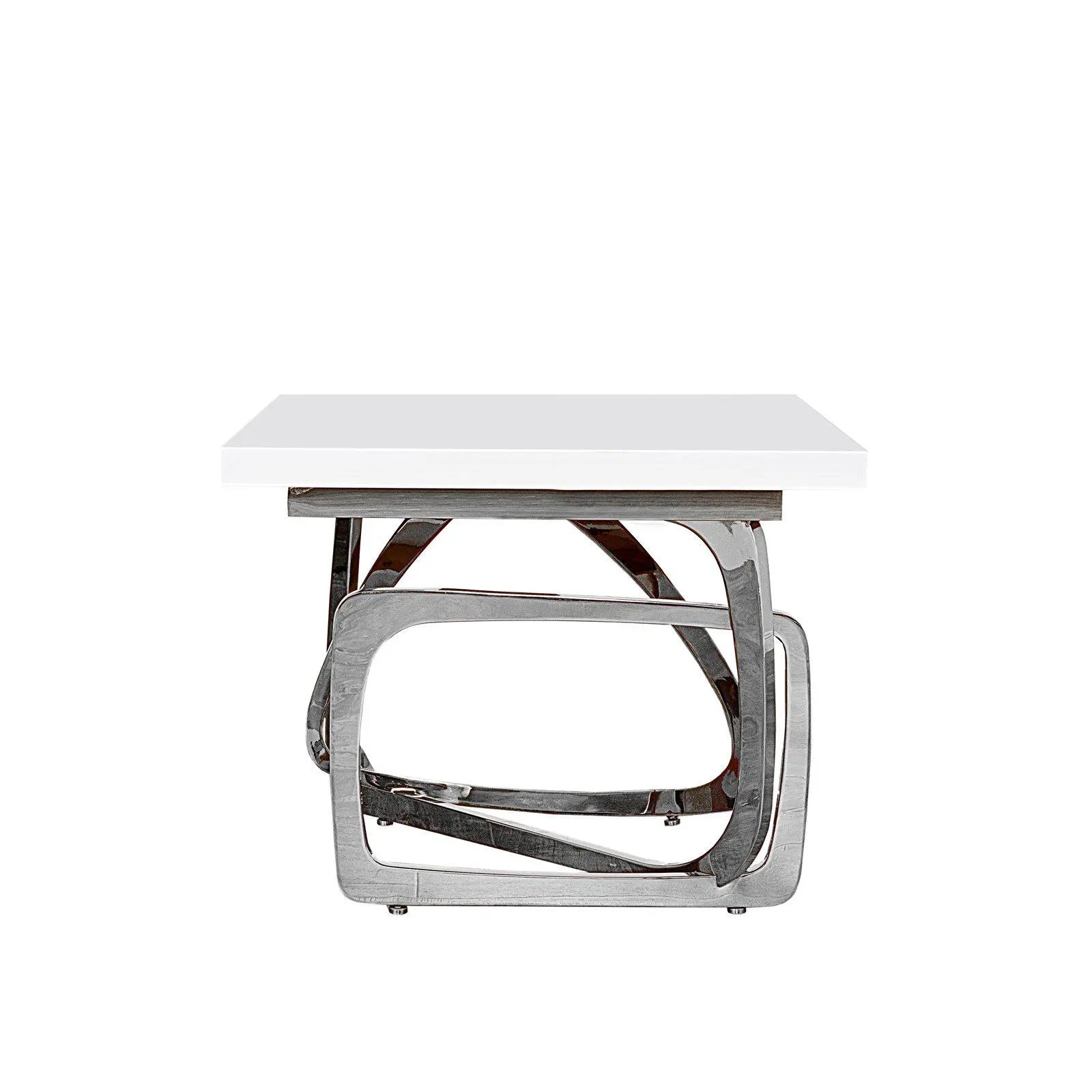 Flow White Silver End Table