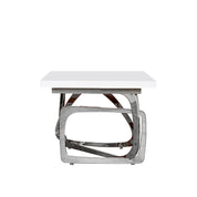 Flow White Silver End Table