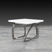 Flow White Silver Stylish End Table