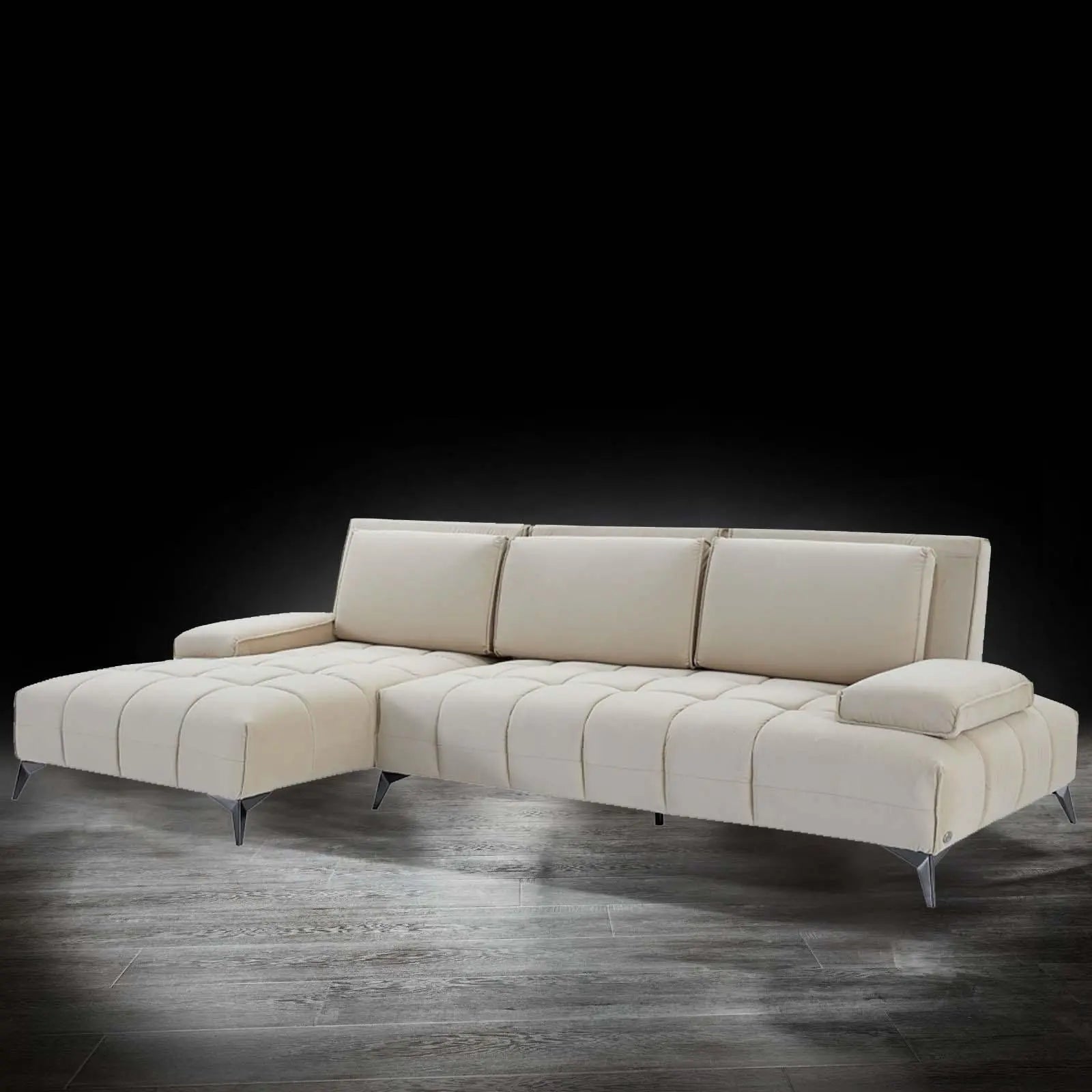 Francesco Bl Right Sofa Chaise Beige Stylish Sectional