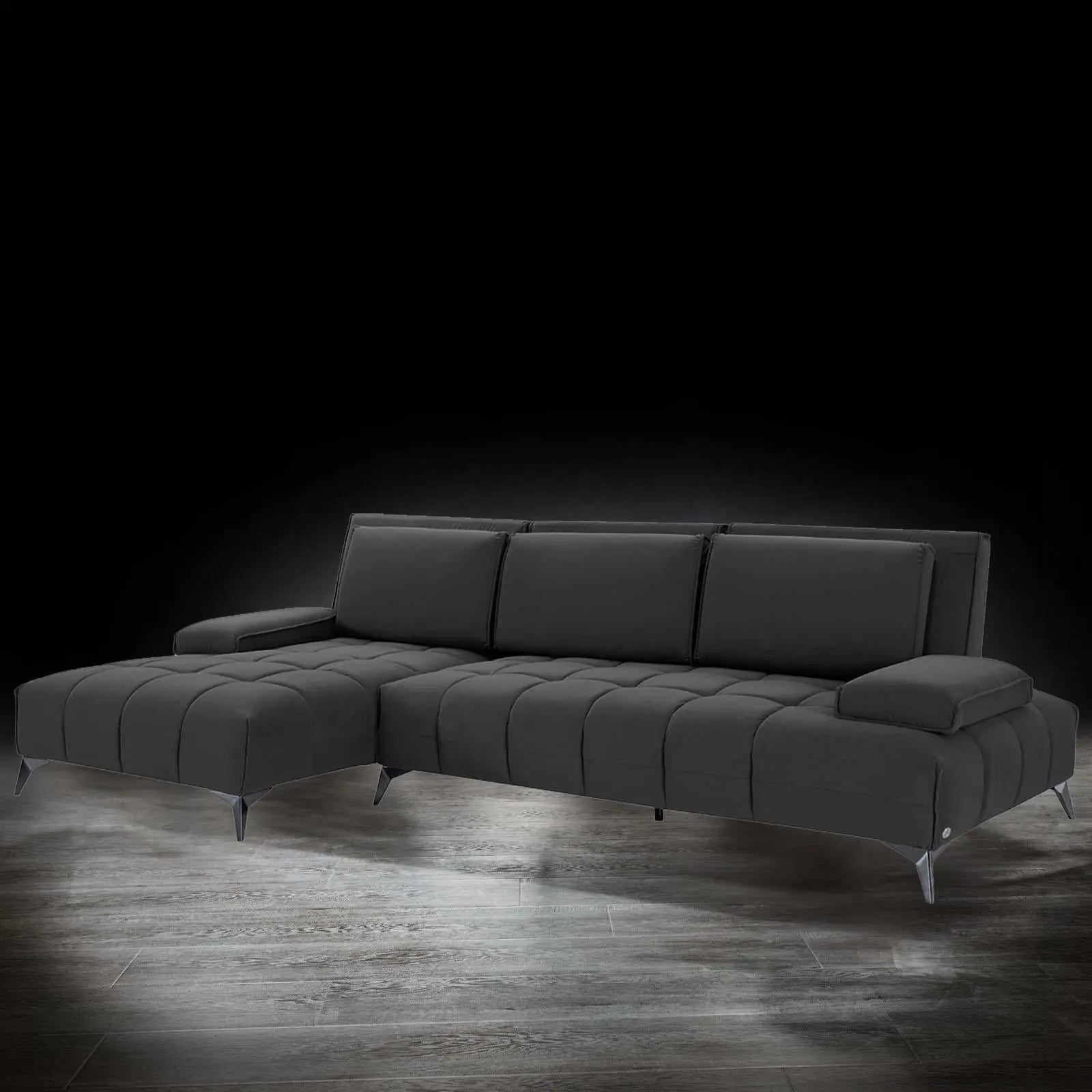 Francesco Bl Right Sofa Chaise Black Stylish Sectional