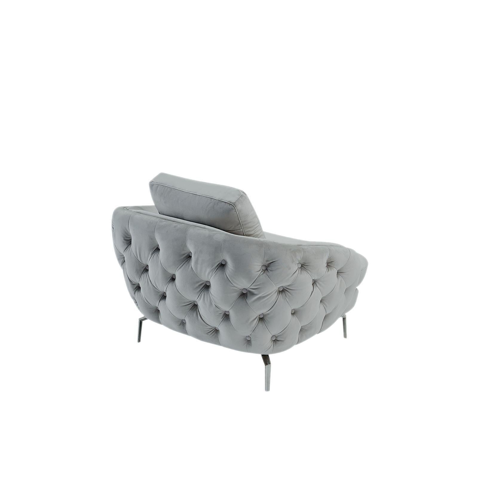 Giulia Sofa Polished Stainless Steel Base Light Gray Luxury Sofa Set RG