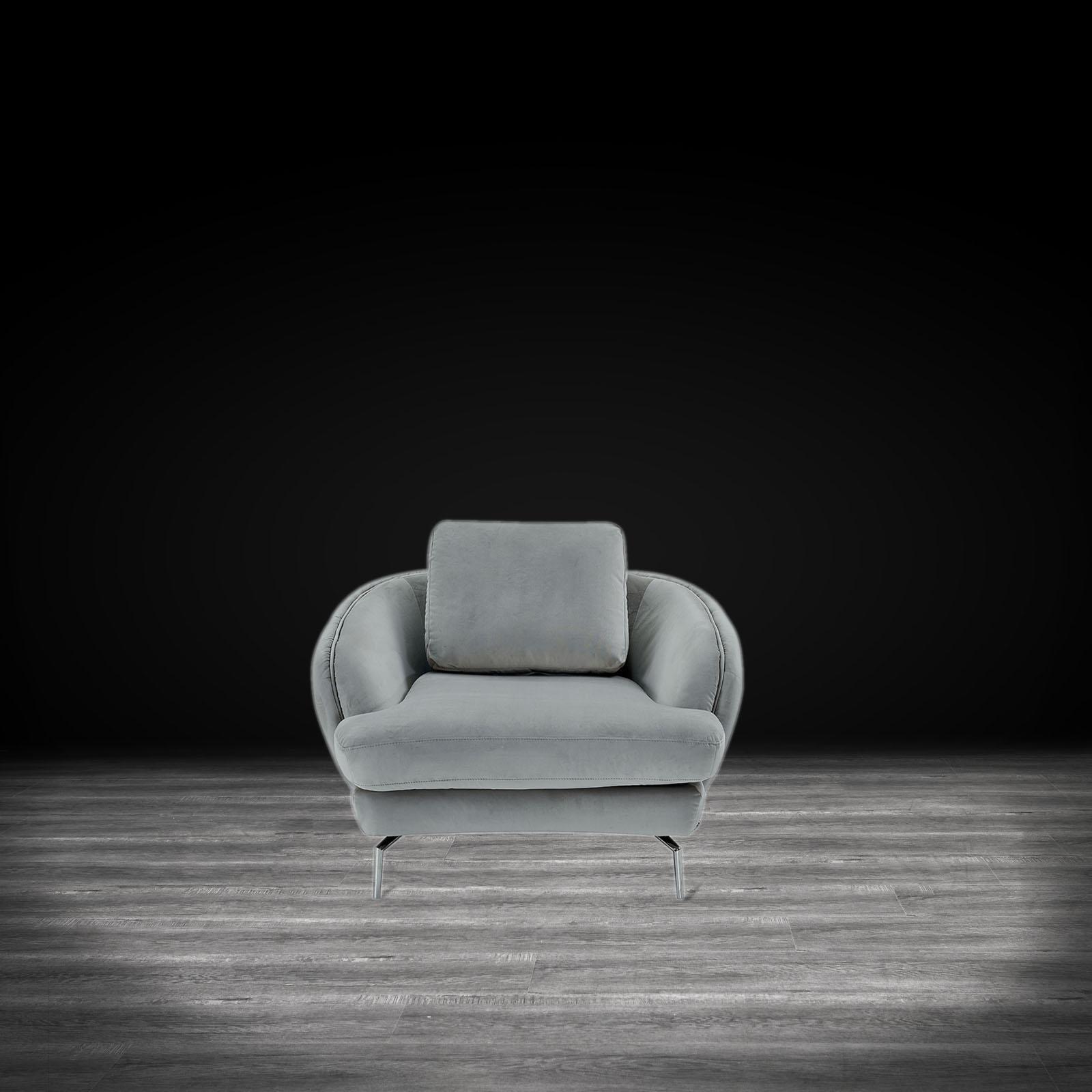 Giulia Sofa Polished Stainless Steel Base Light Gray Modern Sofa Set RG