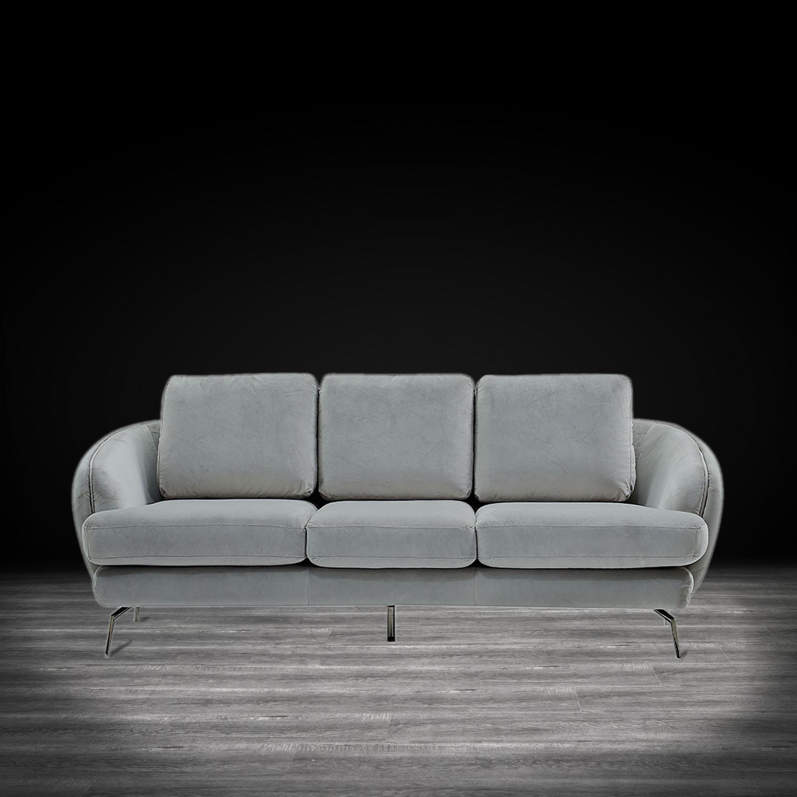 Giulia Sofa Polished Stainless Steel Base Light Gray Modern Sofa Set RG