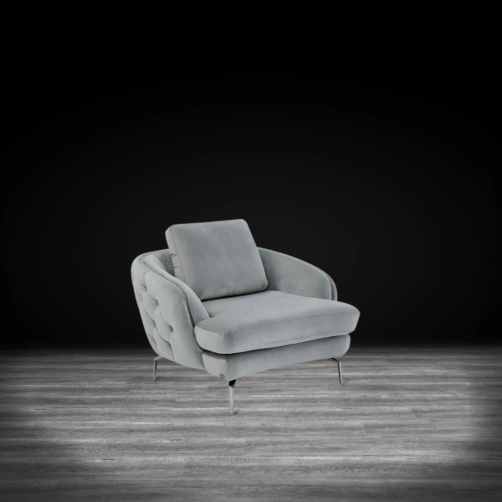 Giulia Sofa Polished Stainless Steel Base Light Gray Stylish Sofa Set RG