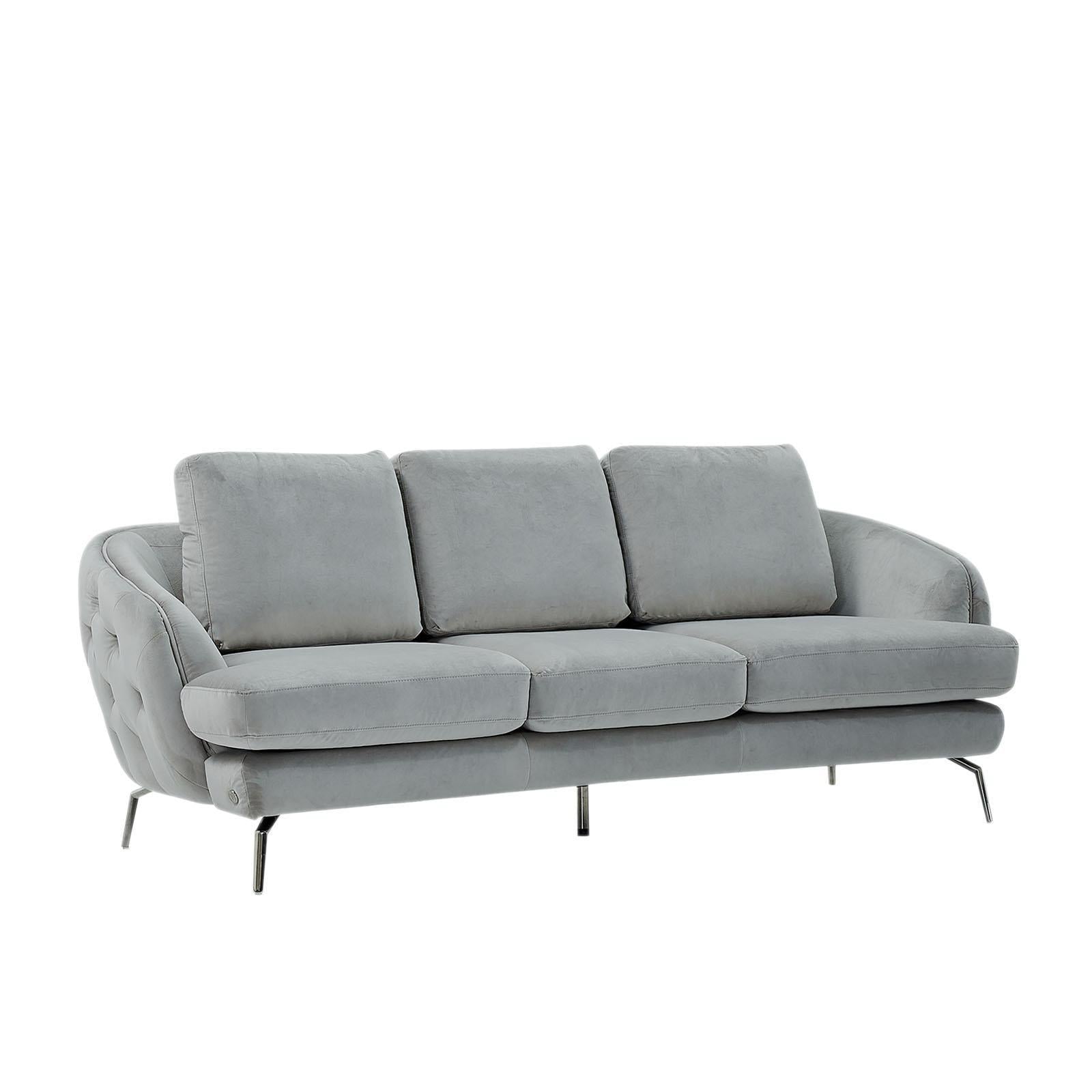 Giulia Sofa Polished Stainless Steel Base Light Gray Stylish Sofa Set RG