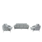 Giulia Sofa Polished Stainless Steel Base Light Gray Stylish Sofa Set RG