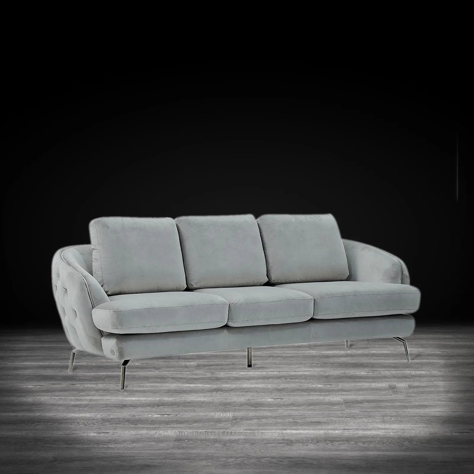 Giulia Sofa Polished Stainless Steel Base Light Gray Stylish Sofa Set RG