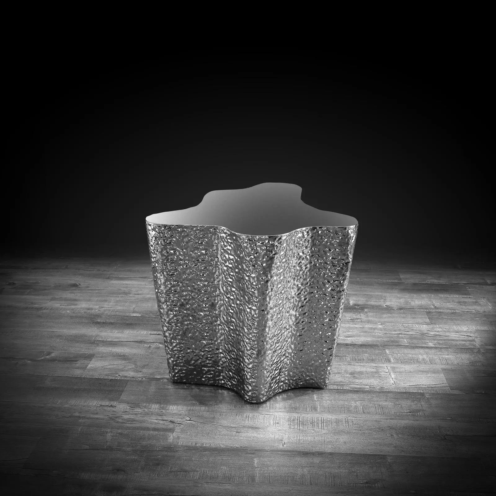 Glacier Polished Stainless Steel Base Flat Stylish End Table