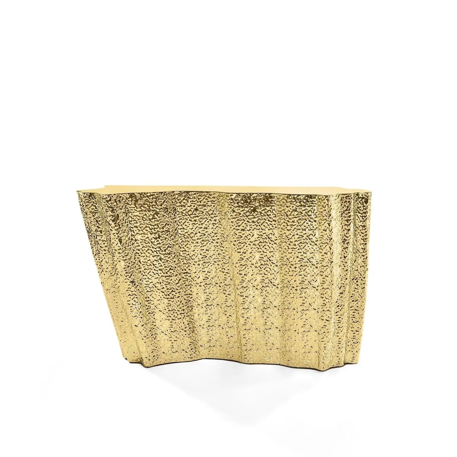 Glacier Titanium Gold Polished Stainless Steel Base Roberto Grassie Console Table RG