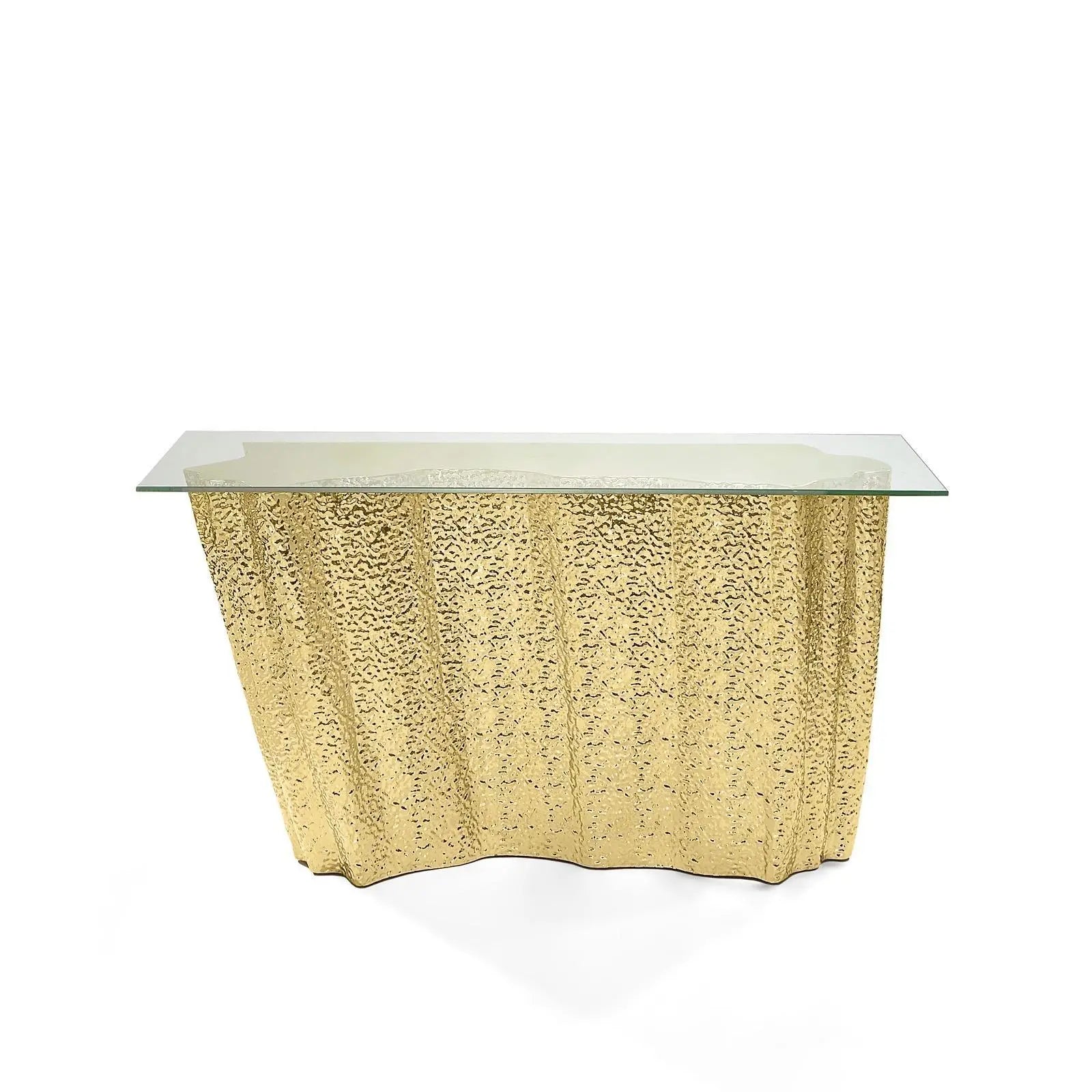 Glacier Titanium Gold Polished Stainless Steel Base Stylish Console Table RG