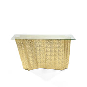 Glacier Titanium Gold Polished Stainless Steel Base Stylish Console Table RG