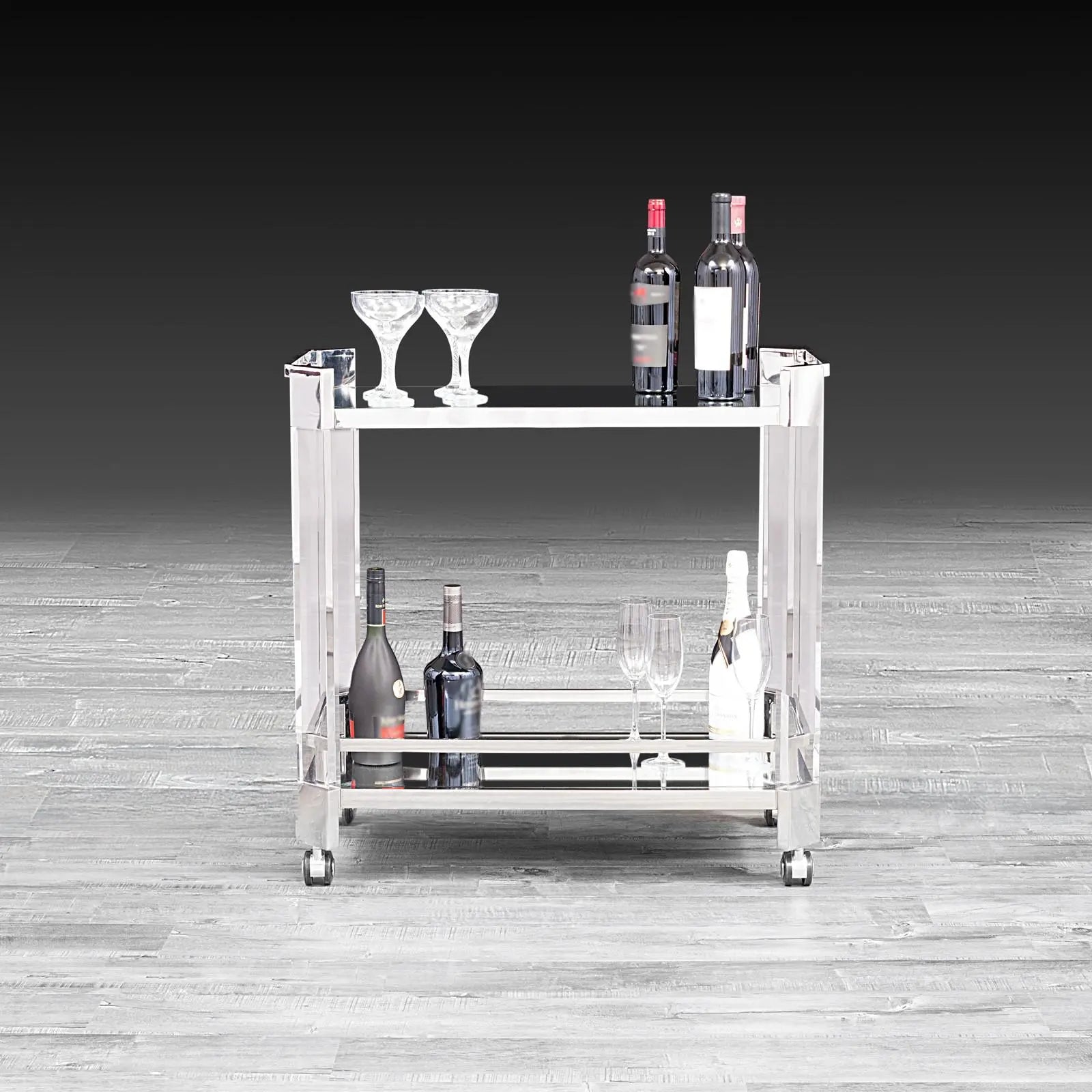 Iceland Silver Modern Bar Cart