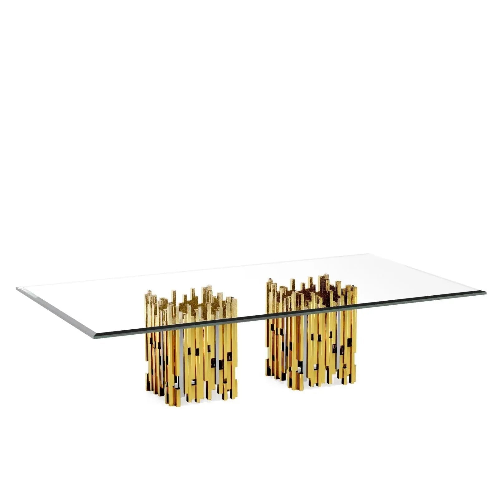 Illusion Rect Sqb Titanium Gold Polished Stainless Steel Base Stylish Dining Table RG