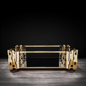 Illusion Rectangular Titanium Gold Polished Stainless Steel Base Modern Coffee Table RG